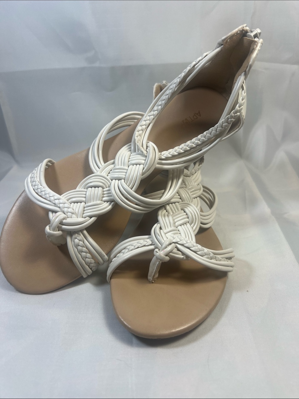 Apt. 9 White Braided Gladiator Sandals with Ankle Zip